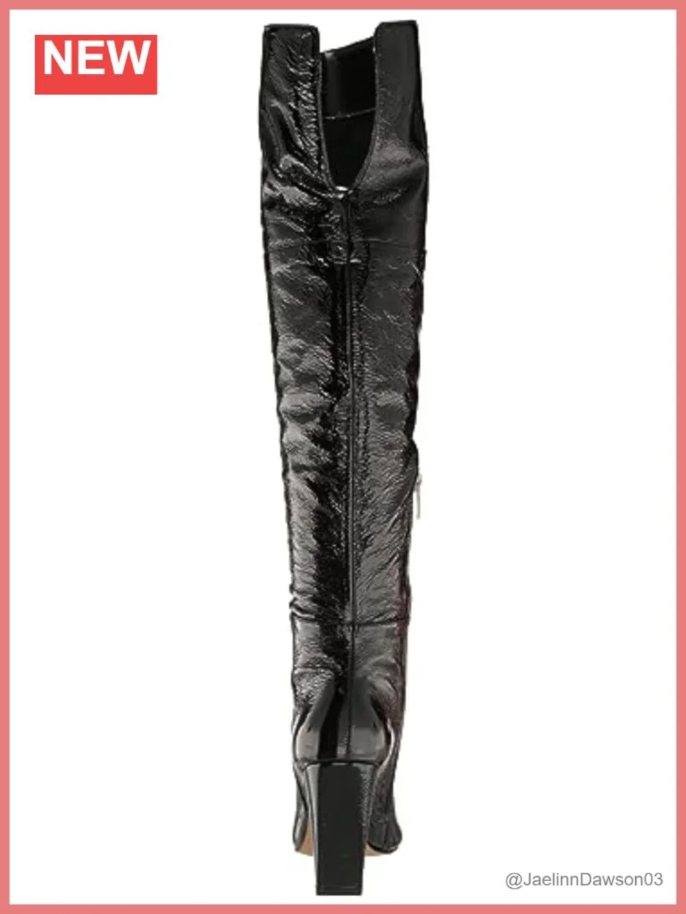 Leather Over-the-Knee Boots Pointed Toe Flare Heel Zip Dressy
